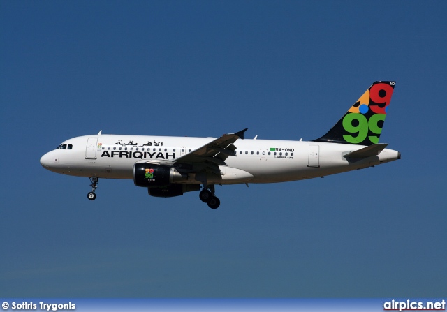 5A-OND, Airbus A319-100, Afriqiyah Airways