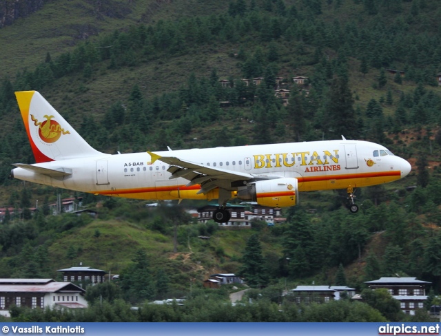 A5-BAB, Airbus A319-100, Bhutan Airlines